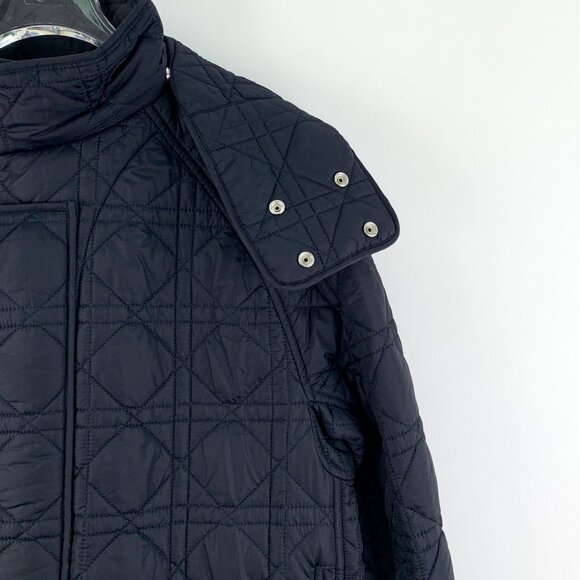 Dior Black diamond-quilted logo badge embroidered hooded long-sleeve jacket - Picture 3 of 8